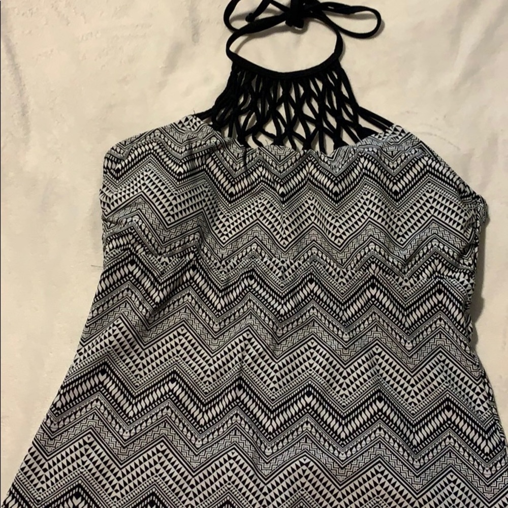 Black and white tankini